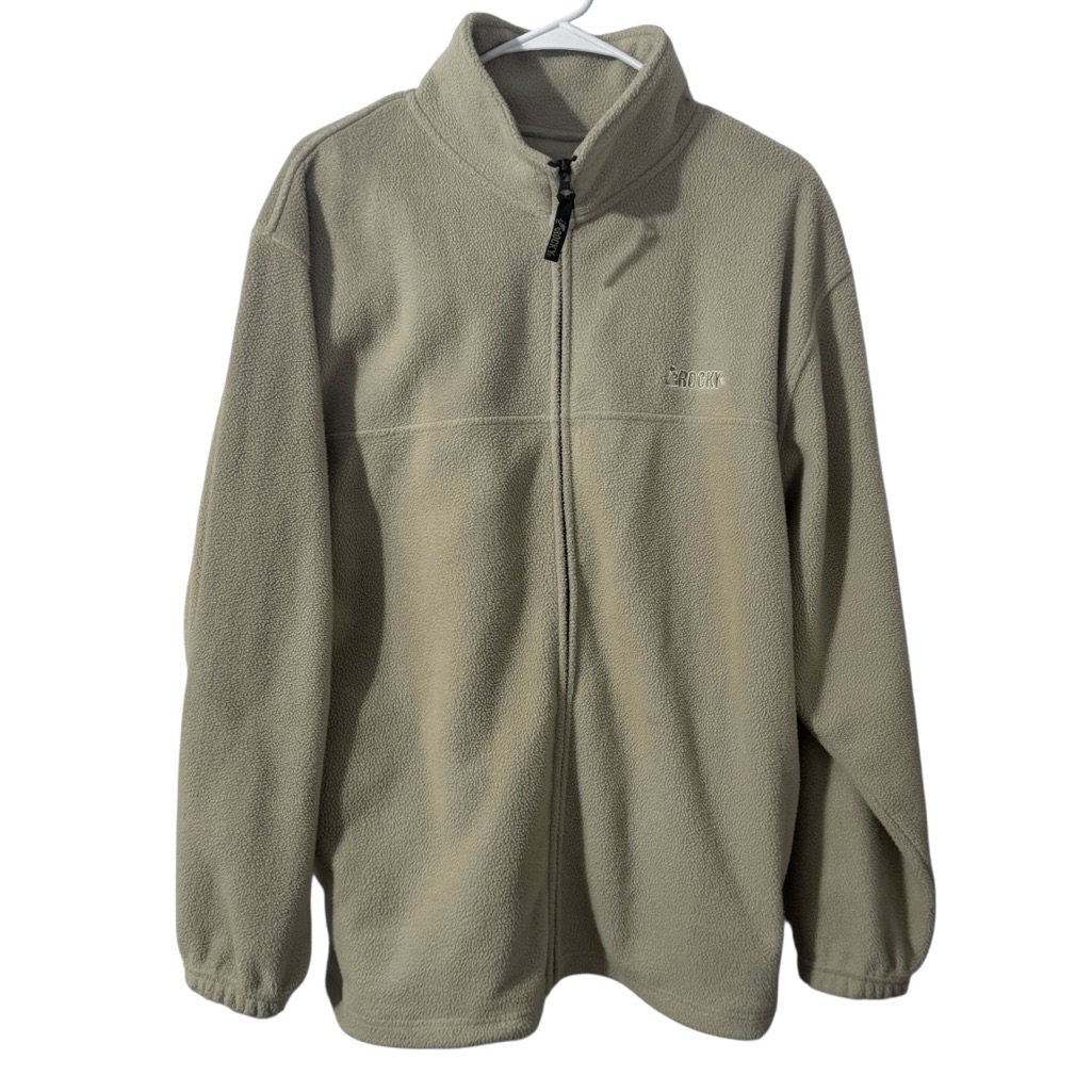 Rocky Fleece Full Zip Neutral Beige Tan Jacket Mens M Outdoor Gorpcore Rugged